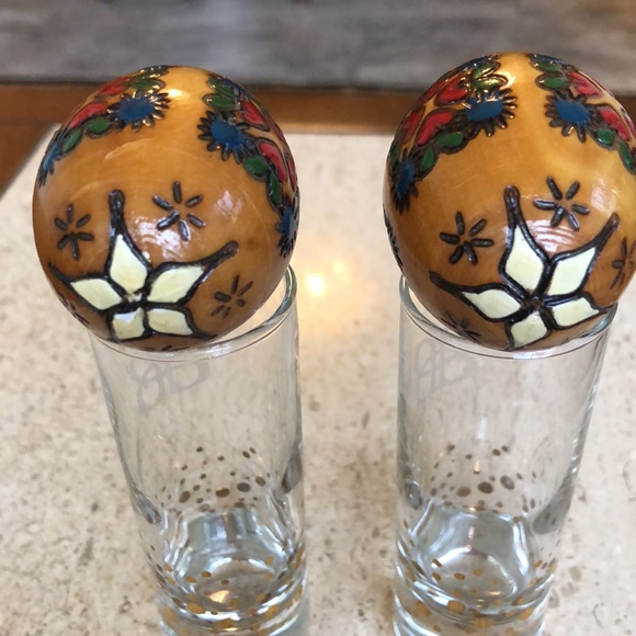 VINTAGE PYSANKY EGGS EASTERN EUROPE  MATCHING HAND CARVED  HAND PAINTED WOOD - Picture 3 of 12